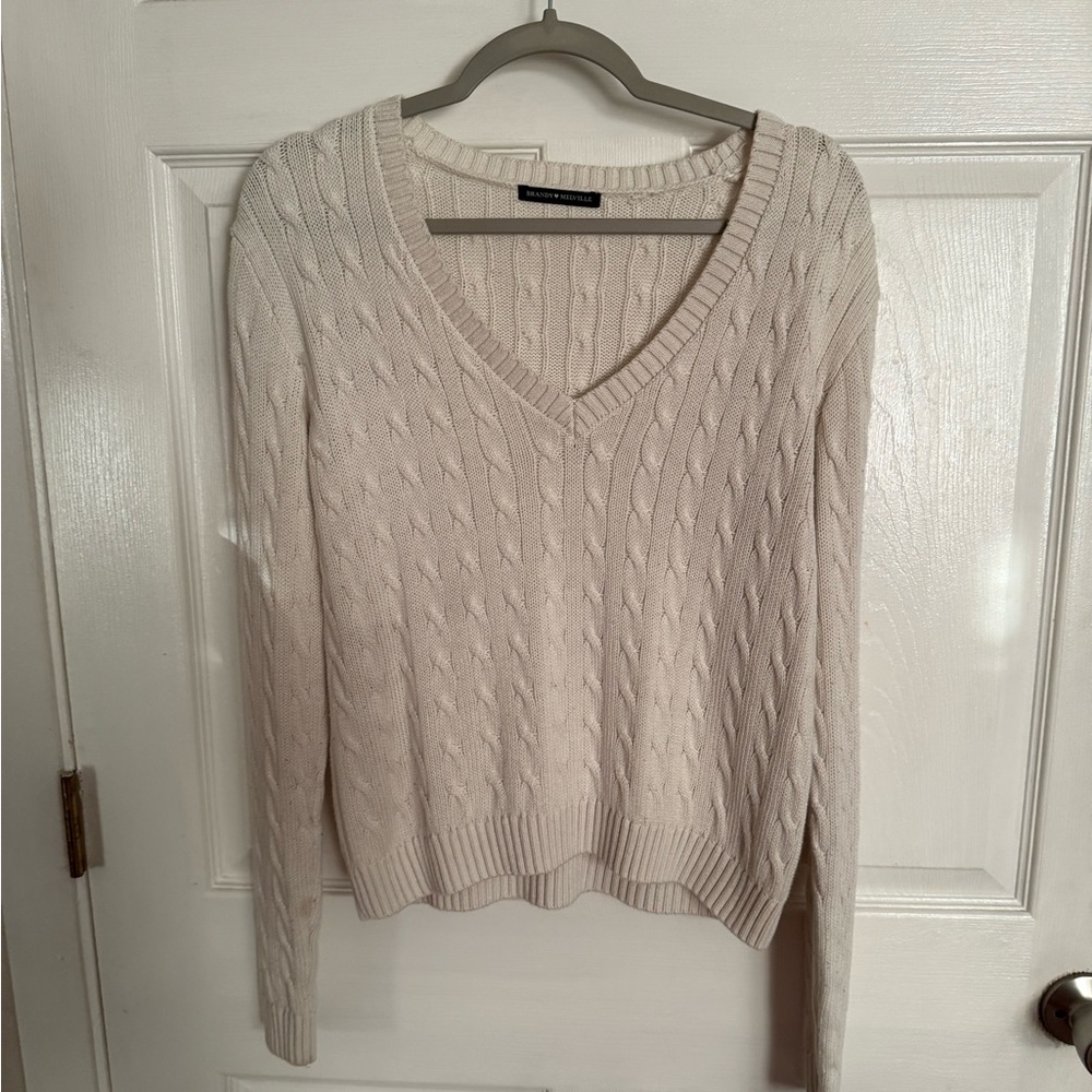Brandy Melville Cream Cable Knit Sweater